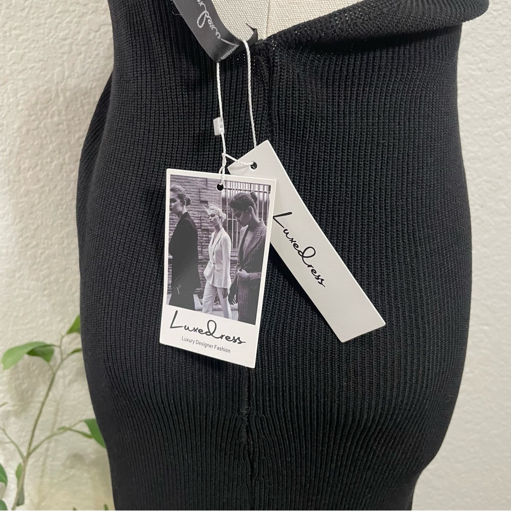 LuxeDress Chain Strap Black Knit Maxi Dress 🖤 - Picture 6 of 9